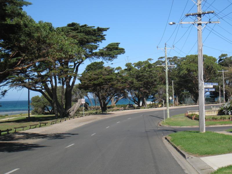 St Leonards - Harvey Park and foreshore reserve between Murradoc Road and Dudley Parade - View south along Bluff Rd towards Dudley Pde