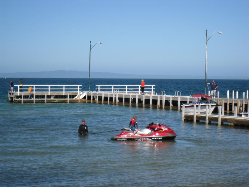 St Leonards - Jetty, boat ramp and surroundings, Bluff Road at Leviens Road - Jet ski in waters surrounding boat ramp and jetty