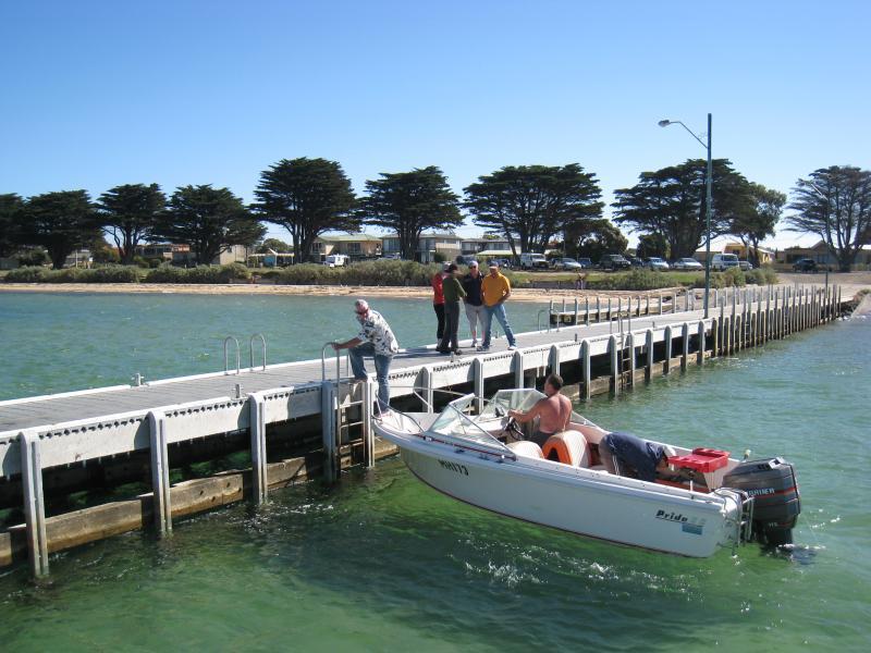 St Leonards - Jetty, boat ramp and surroundings, Bluff Road at Leviens Road: Boat moored at jetty