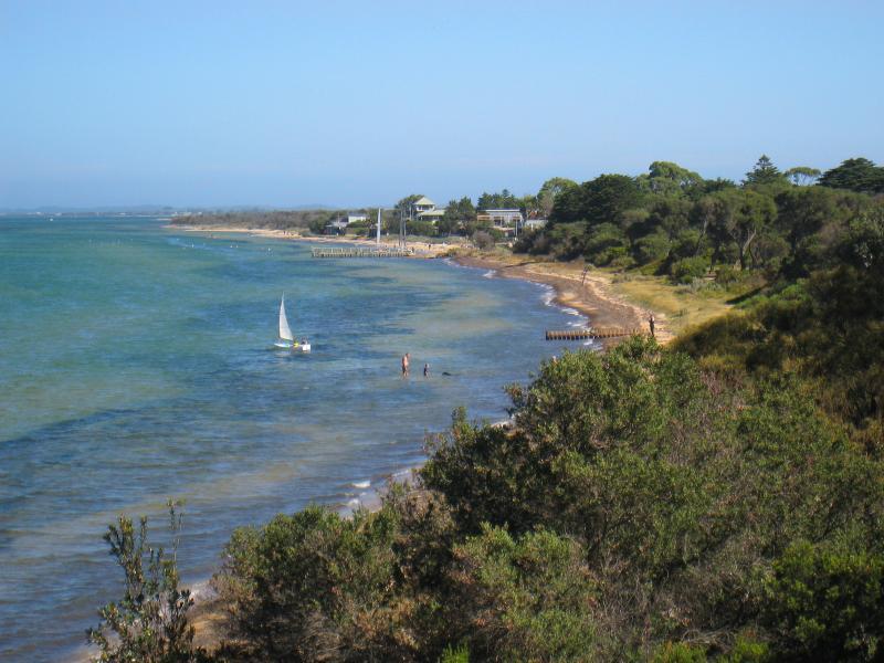 St Leonards - The Bluff and surrounding coast, Bluff Road: View south along coast from lookout at The Bluff