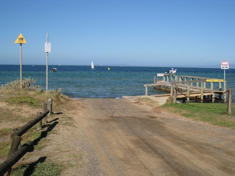 St Leonards - Yacht club and surrounding foreshore, southern end of Lower Bluff Road: Boat ramp and jetty (Le Noury's Landing), north of yacht club