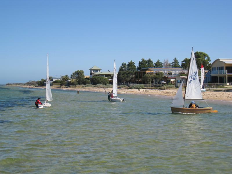 St Leonards - Yacht club and surrounding foreshore, southern end of Lower Bluff Road: Yachts viewed from jetty