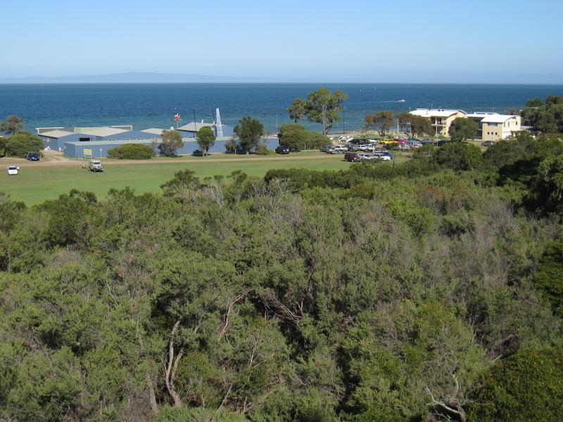 St Leonards - Bluff Road: View east across foreshore reserve towards yacht club