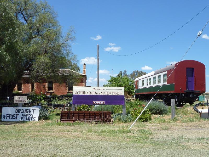 Talbot - Old Talbot railway station (now a museum and nursery), Railway Street: Entrance viewed from northern end of Railway St