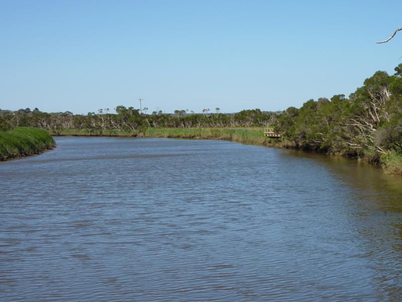 Tarwin Lower - Inverloch Road, east of town centre: View north-east along Tarwin River from fishing platform