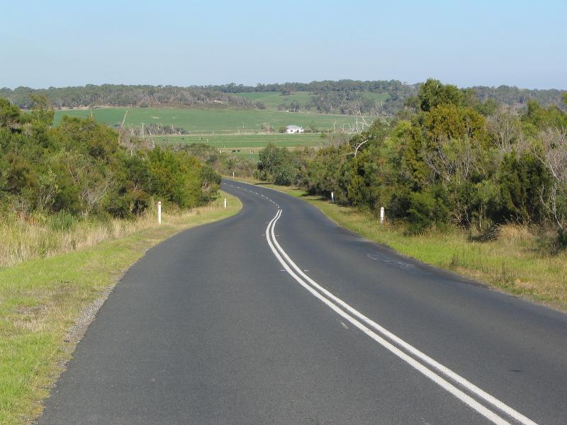 Tarwin Lower - Inverloch Road, east of town centre: southerly view along Inverloch Rd, 7 km from town centre