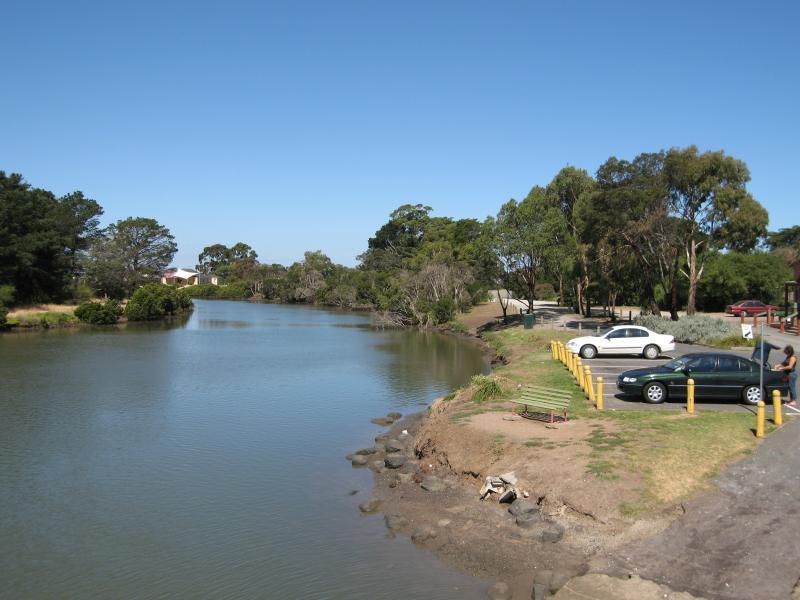 Tooradin - Sawtells Inlet north of South Gippsland Highway: View north-east along Sawtells Inlet from footbridge
