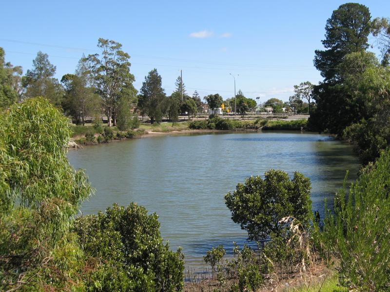 Tooradin - Sawtells Inlet along Tooradin Station Road: View south along branch of Sawtells Inlet from south of Evans St