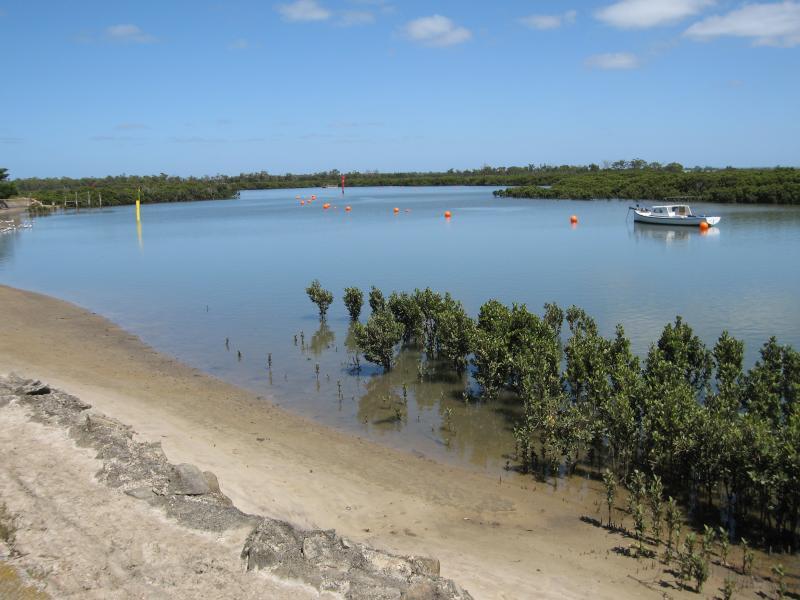 Tooradin - Sawtells Inlet and jetty, Foreshore Road: View across Sawtells Inlet from Foreshore Rd