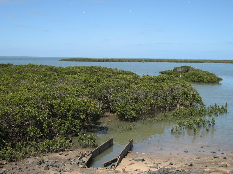 Tooradin - Boat ramp and surroundings, Sawtells Inlet south of Foreshore Road: View south-west from lookout