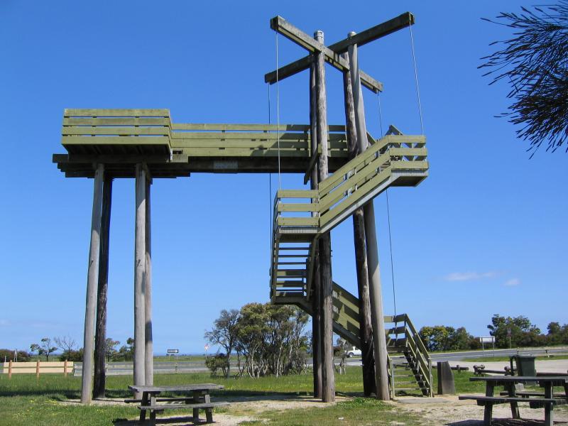 Tooradin - Roadside trading area, South Gippsland Highway at Bunyip River: Swamp lookout tower