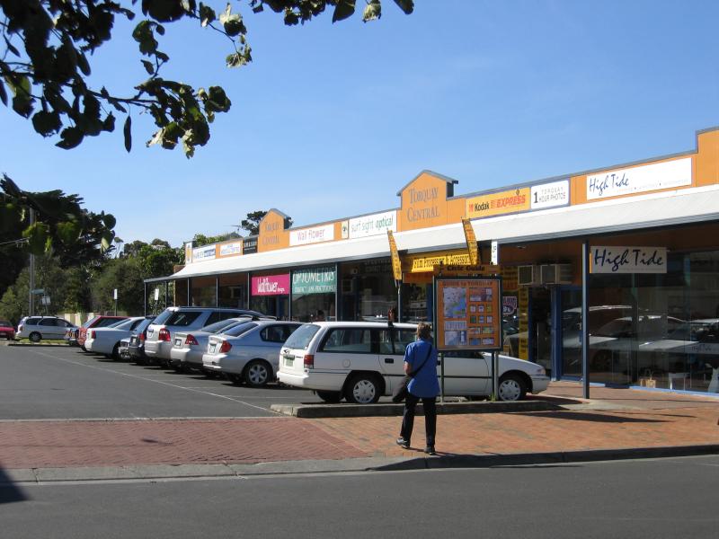 Torquay - Shops and commercial centre around Gilbert Street: Torquay Central, view north along Cliff St at Gilbert St