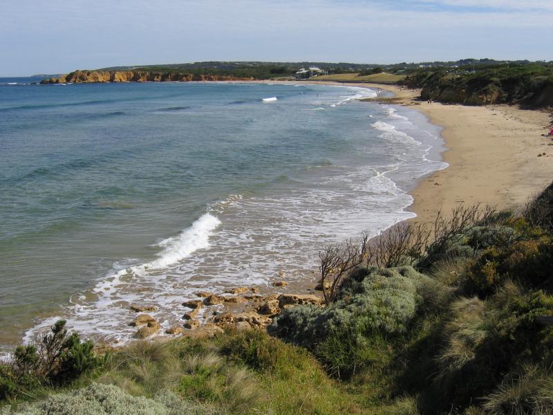 Torquay - Point Danger: View west along coast to Surf Beach from Point Danger