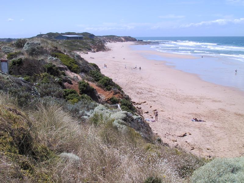 Torquay - Jan Juc: View east along Half Moon Bay from Carnarvron Avenue