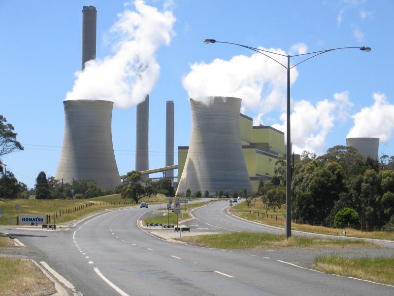Traralgon - Loy Yang Power Station and surrounds, Hyland Highway: View east along Hyland Hwy towards Loy Yang Power Station