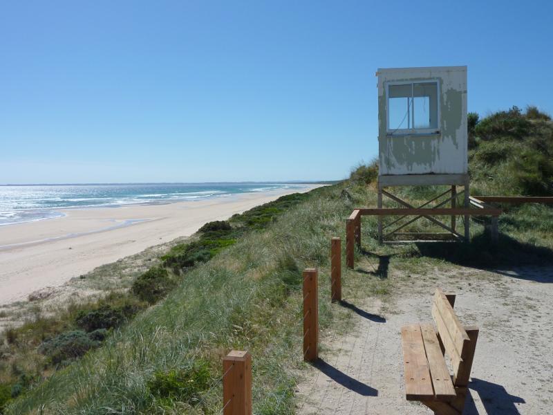 Venus Bay - No. 1 Beach at end of Surf Drive: View north-west along beach at car park