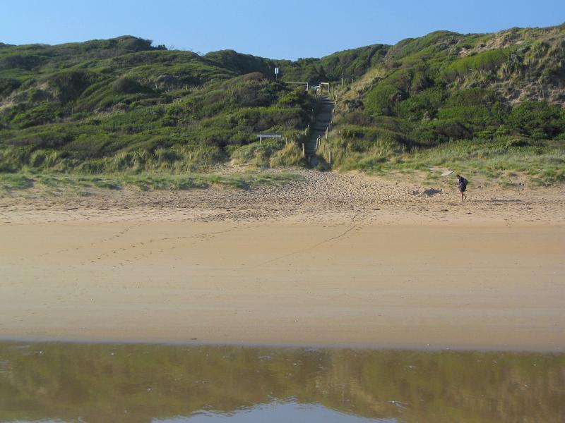 Venus Bay - No. 4 Beach at end of No. 4 Beach Road - View from beach towards sand dunes and path from car park