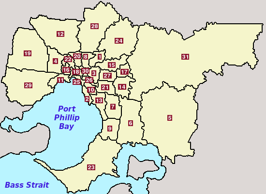 Map of Municipalities within Greater Melbourne