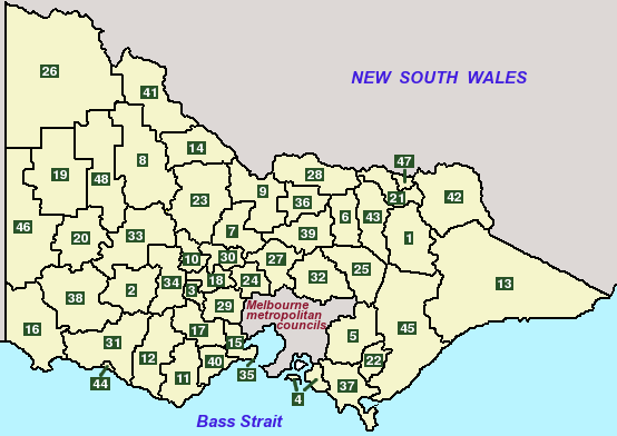Map of Municipalities in regional Victoria