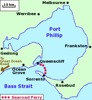 Searoad car and passenger ferry map