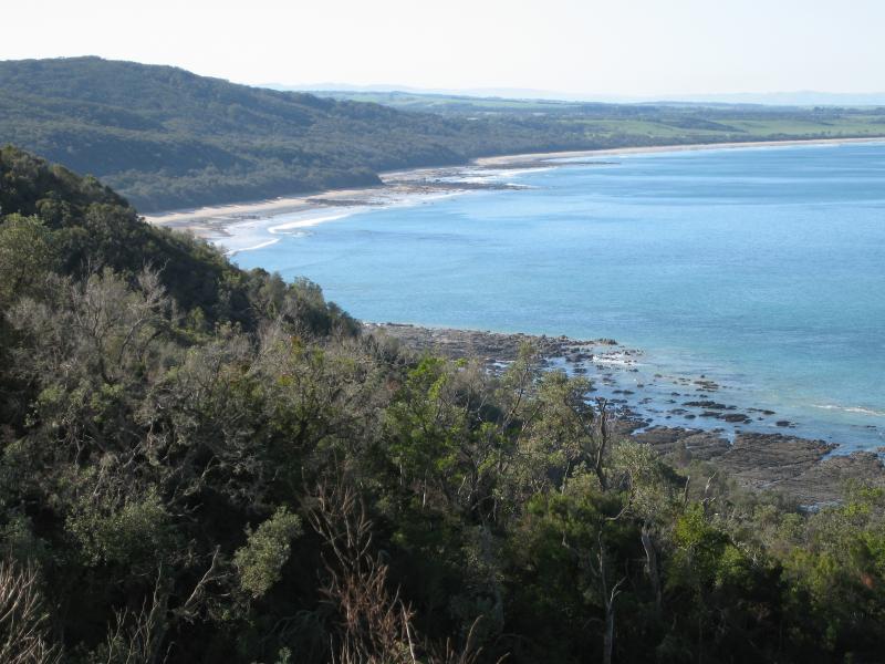 Walkerville - Bayside Drive as it descends down the coast - View north-east along coastline