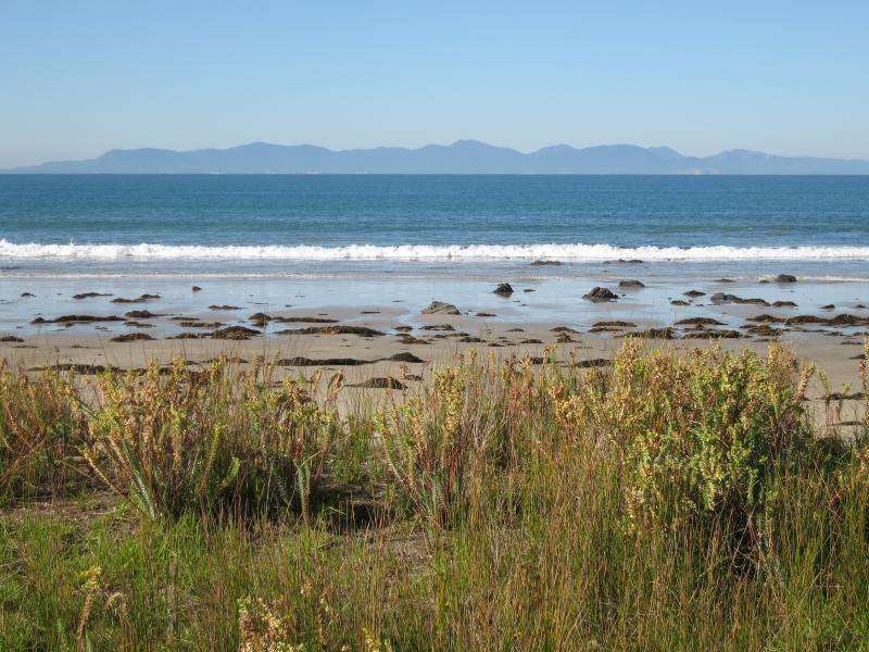 Walkerville - Beach and scenery along coastal section of Bayside Drive: View south-east across beach from Bayside Dr near Waratah St