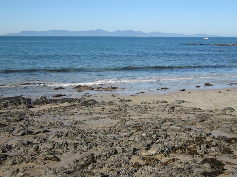 Walkerville - Beach at Walkerville North and Walkerville South: View south-east across Waratah Bay near end of Bayside Dr