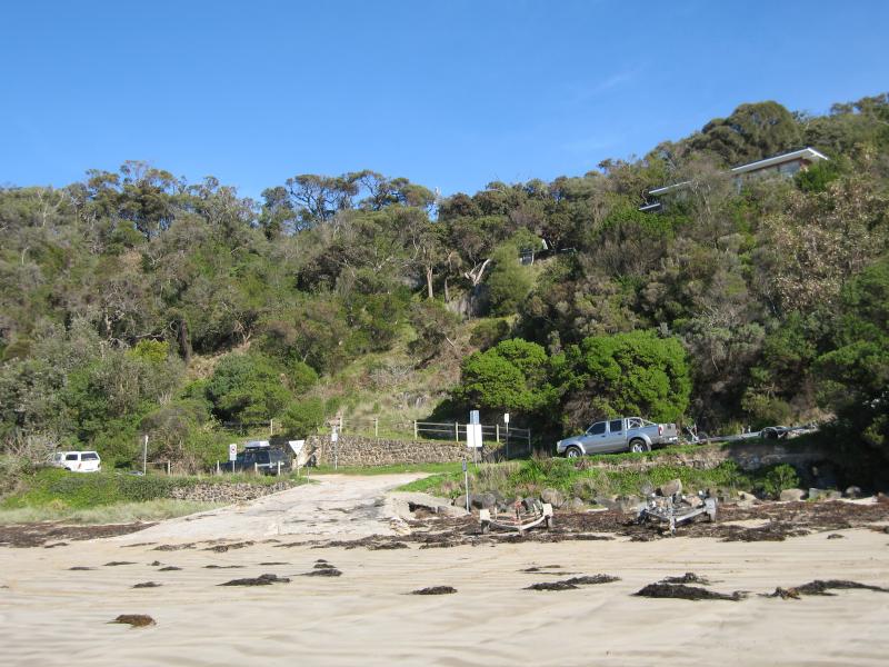 Walkerville - Beach at Walkerville North and Walkerville South: View of boat ramp at Walkerville South from beach