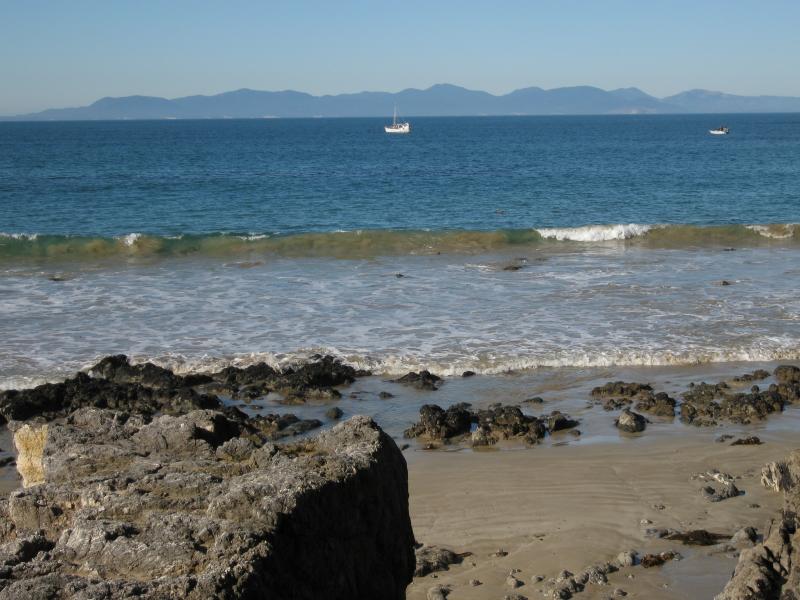 Walkerville - Limeburners Walk along cliffs between Walkerville North and Walkerville South: View south-east towards mountains of Wilsons Promontory
