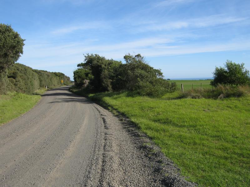 Walkerville - Cape Liptrap and lighthouse - View south-west along Cape Liptrap Rd south of Walkerville South Rd