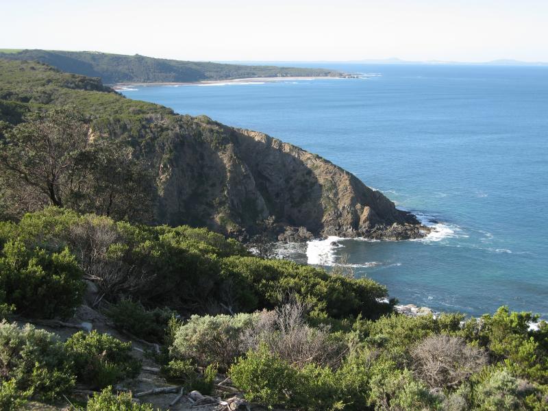 Walkerville - Cape Liptrap and lighthouse: View north-east along coast from lighthouse