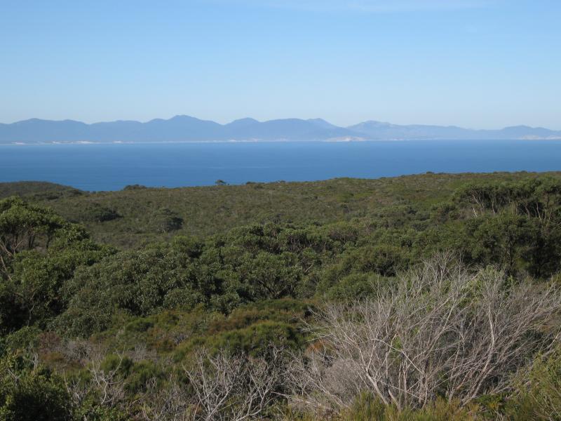 Walkerville - Walkerville Road between Promontory View estate and Walkerville South Road: View south-east towards mountains of Wilsons Promontory