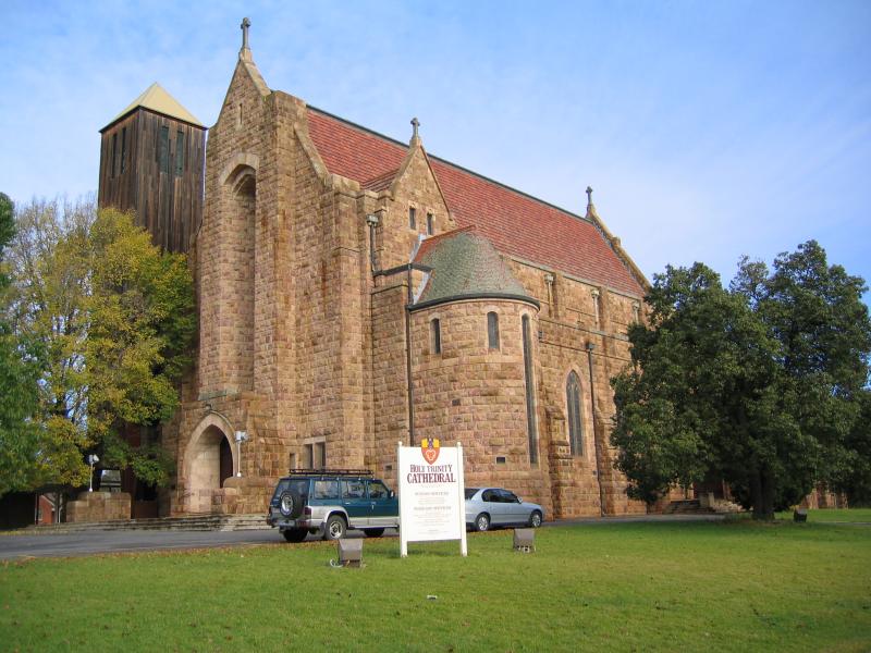Wangaratta - Cultural precinct, Ford Street and Ovens Street - Holy Trinity Anglican Cathedral viewed from Docker St
