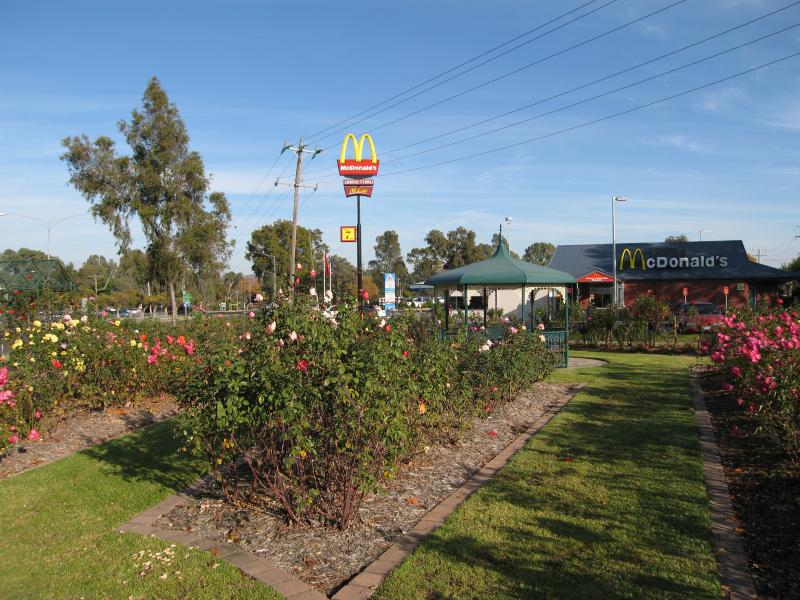 Wangaratta - Tone Road area: Rose gardens and McDonalds, corner Tone Rd and Roy St East