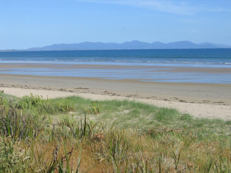 Waratah Bay - Beach and foreshore, corner Brown Street and Gale Street: View south-east across beach towards Wilsons Promontory