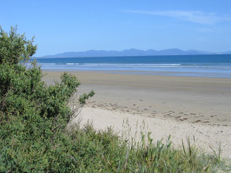Waratah Bay - Beach and foreshore, Gale Street near Moongana Street: View south-east across beach towards Wilsons Promontory