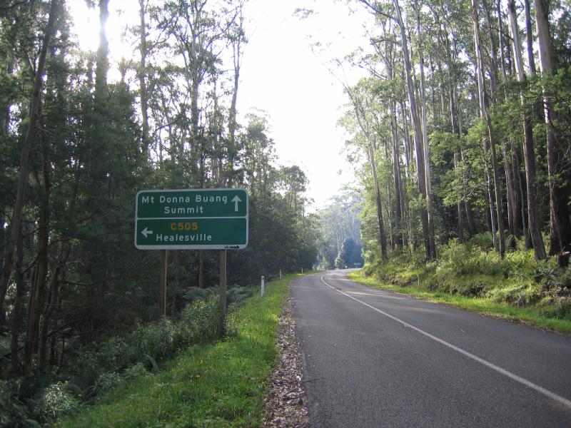 Warburton - Road from Cement Creek to Mount Donna Buang summit: Road to summit at turn-off for Healesville