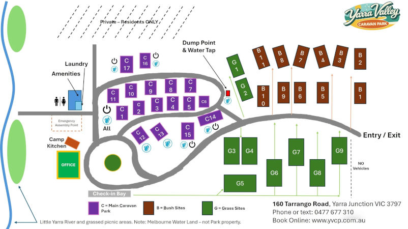Yarra Valley Caravan Park - Park map