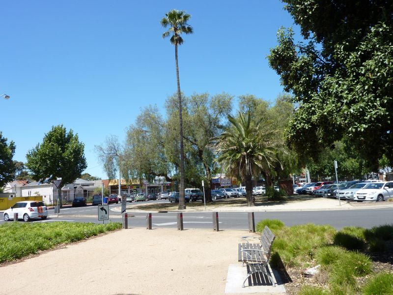 Werribee - Shops and commercial centre, Watton Street - South-westerly view through Troup Park towards Comben Dr and Watton St