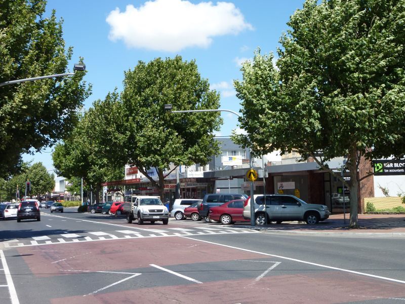 Werribee - Shops and commercial centre, Watton Street - View south-west along Watton St between Cherry St and Duncans Rd