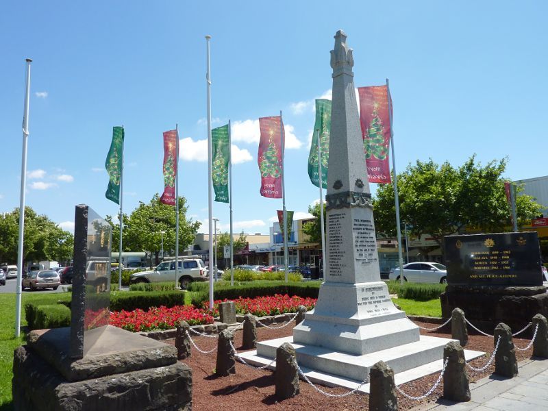Werribee - Shops and commercial centre, Watton Street: War memorial, Station Place