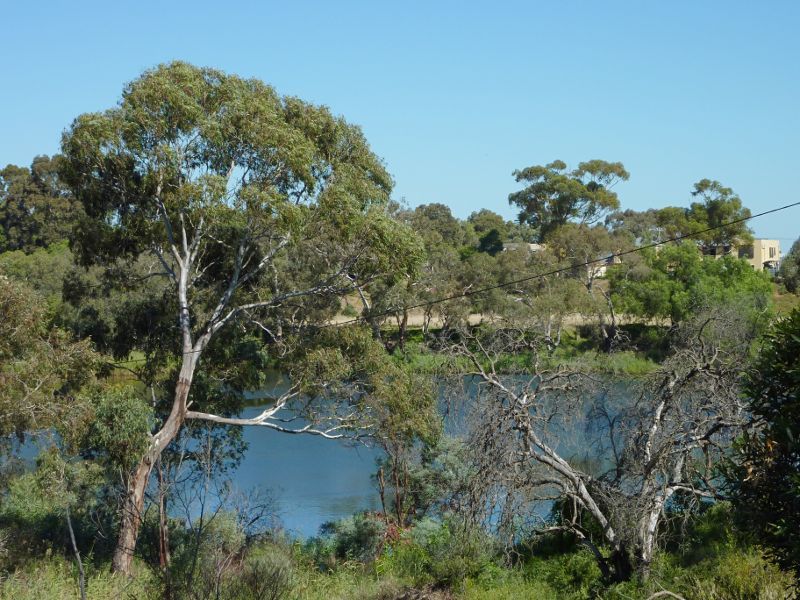 Werribee - Geelong Road, west side of Werribee - View down to Werribee River from Geelong Rd, east of Galvin Rd