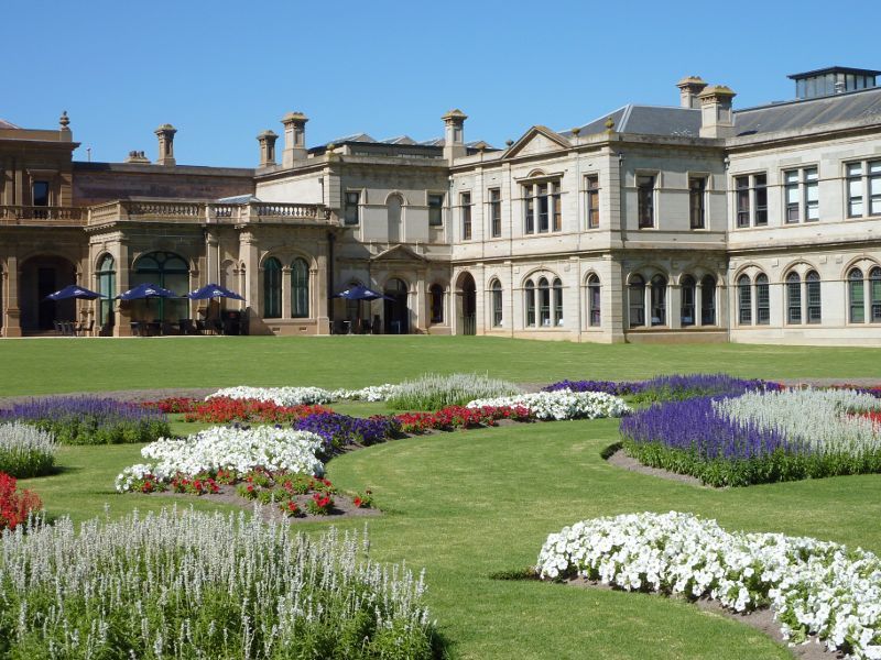 Werribee - Werribee Park and The Mansion, Werribee South: View across parterre towards cafe entrance