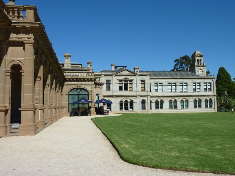 Werribee - Werribee Park and The Mansion, Werribee South: View along northern side of The Mansion towards cafe and Mansion Hotel & Spa