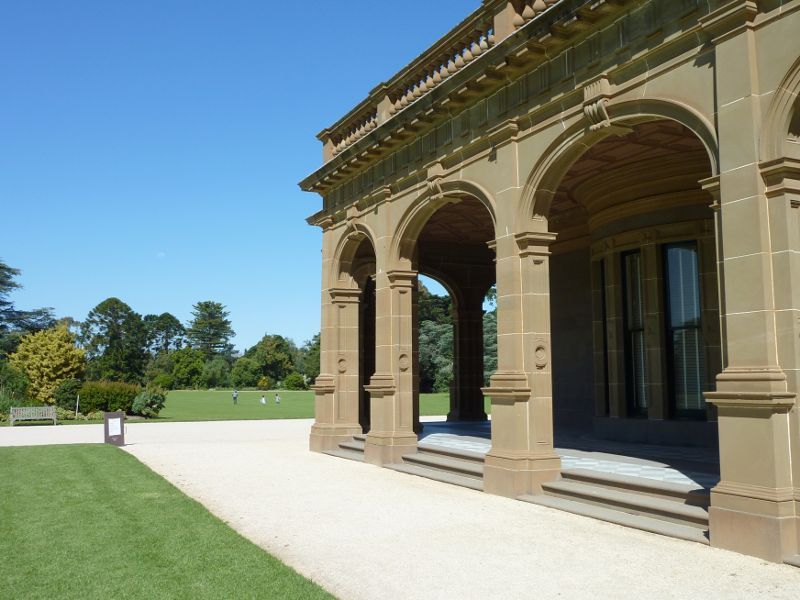 Werribee - Werribee Park and The Mansion, Werribee South - View along northern side of The Mansion towards the Great Lawn