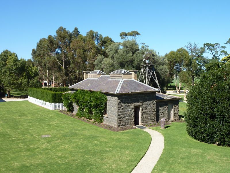 Werribee - Werribee Park and The Mansion, Werribee South - View from rear balcony of The Mansion towards the laundry