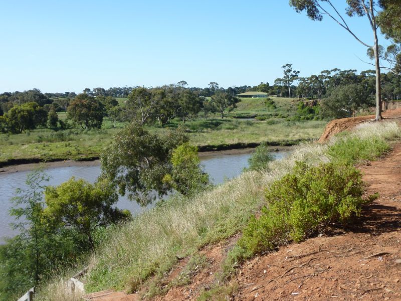 Werribee - Werribee River at south-western end of K Road, Werribee South - Northerly view over Werribee River towards golf clubhouse