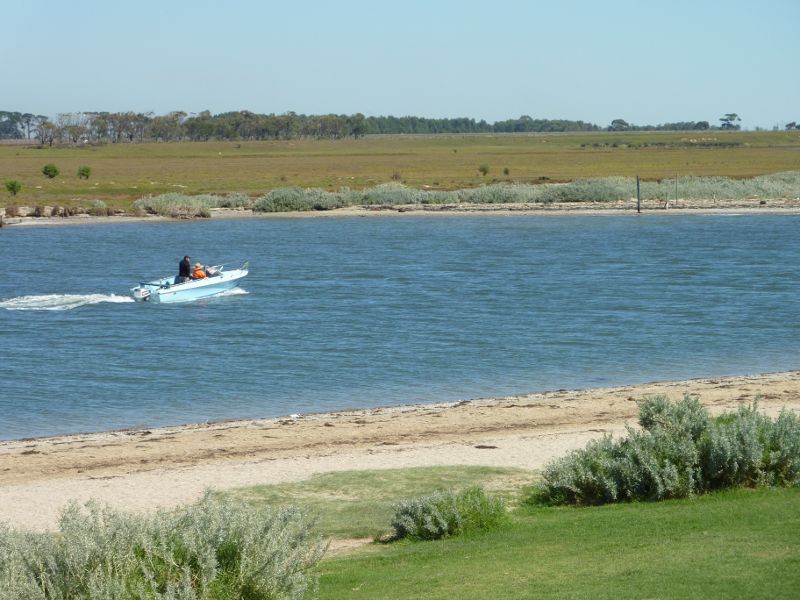 Werribee - Beach, foreshore, jetty, boat ramps and J.D. Bellin Reserve, Beach Road, Werribee South - View over beach and across Werribee River near river mouth