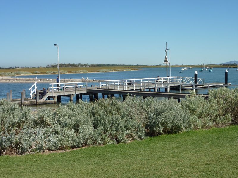 Werribee - Beach, foreshore, jetty, boat ramps and J.D. Bellin Reserve, Beach Road, Werribee South - View of Werribee Jetty from foreshore