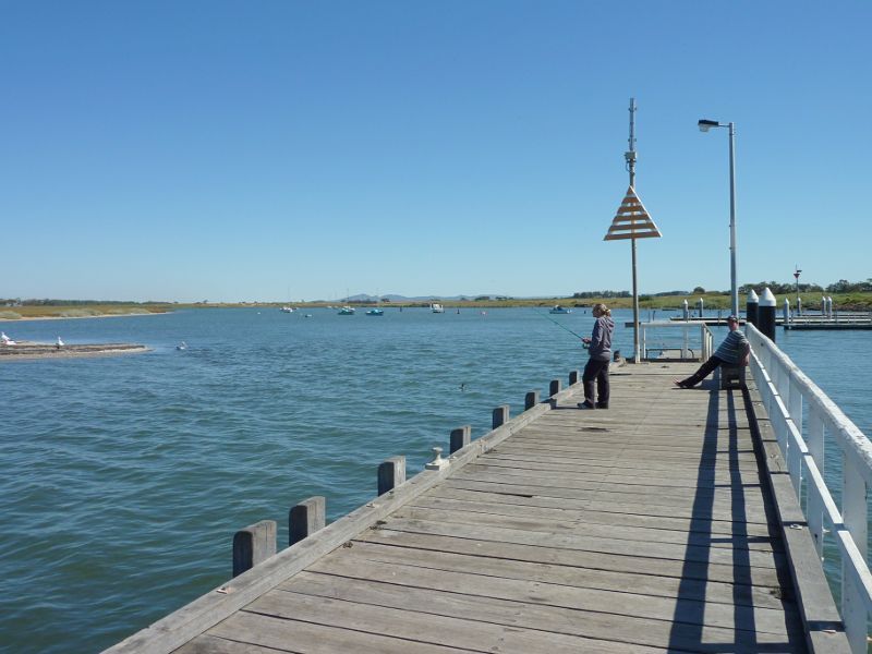Werribee - Beach, foreshore, jetty, boat ramps and J.D. Bellin Reserve, Beach Road, Werribee South - North-westerly view along Werribee Jetty